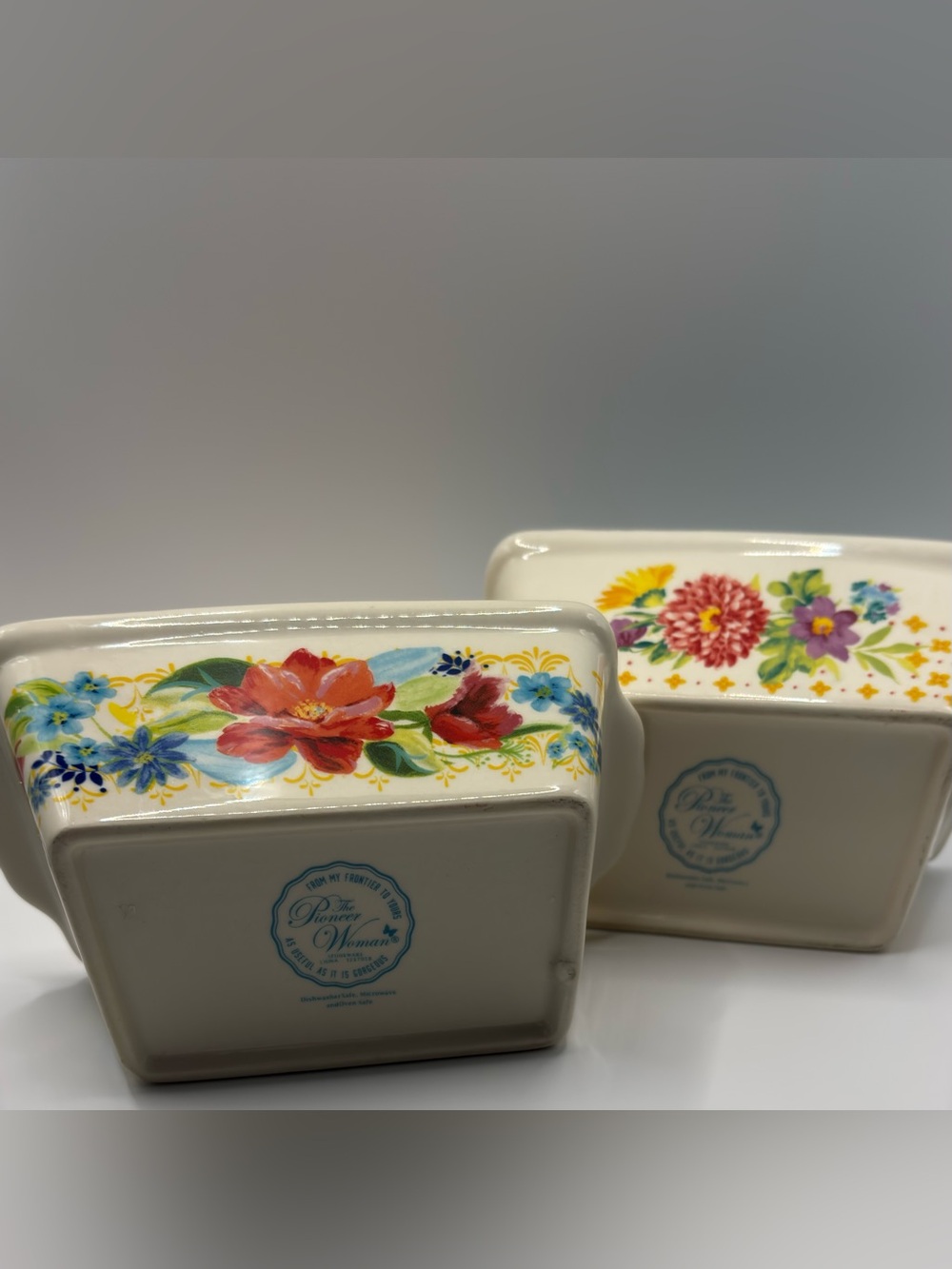Pioneer Woman Mini Loaf Pan Set Sweet Rose & Vintage Floral Stoneware